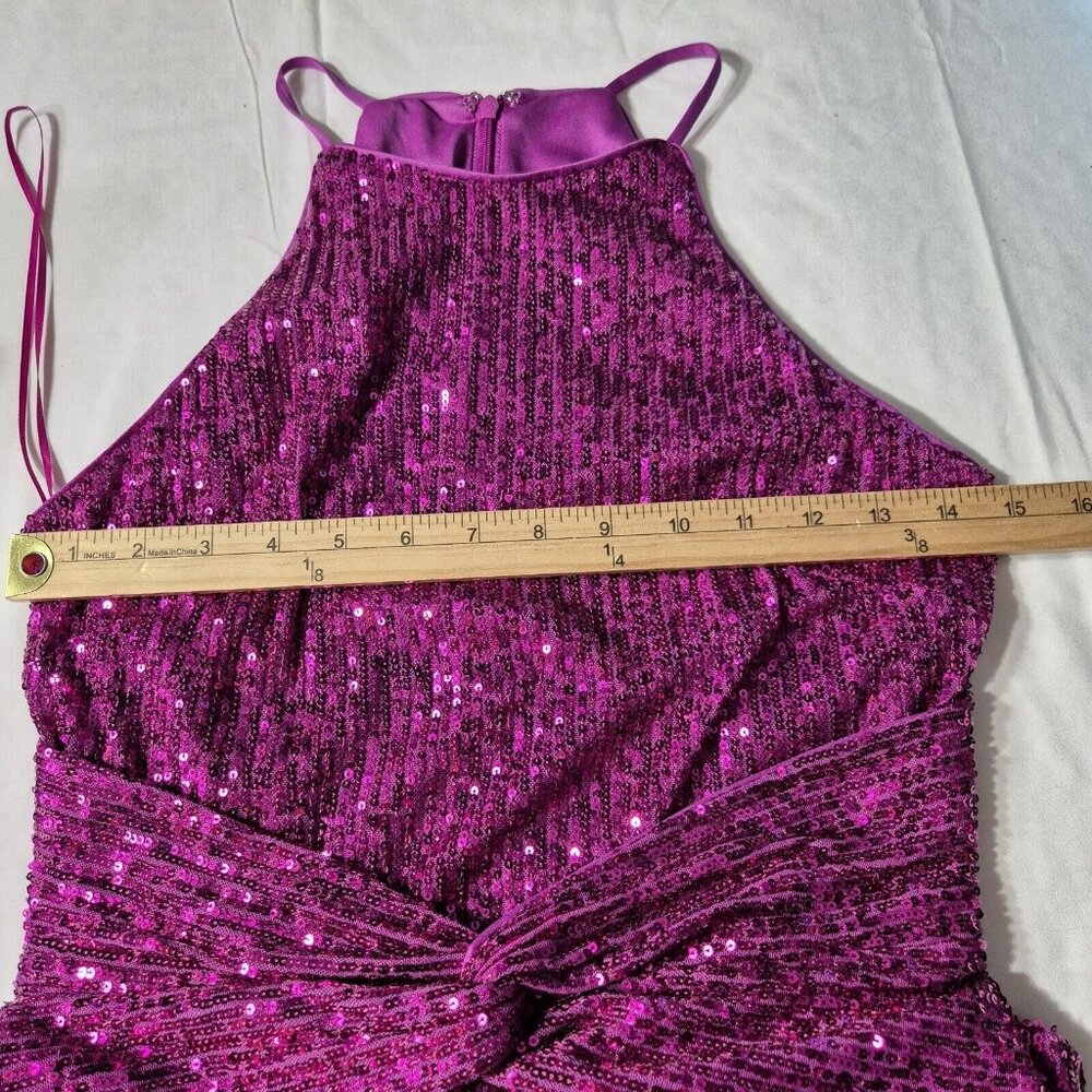 Belle Badgley Mischka Women's Dress Size 6 Sequin Dress Evening PinkFuchsia (47) - Picture 9 of 11